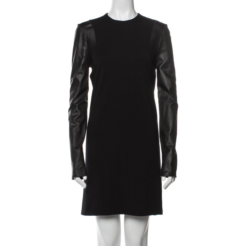 BALENCIAGA leather and virgin wool shift dress
